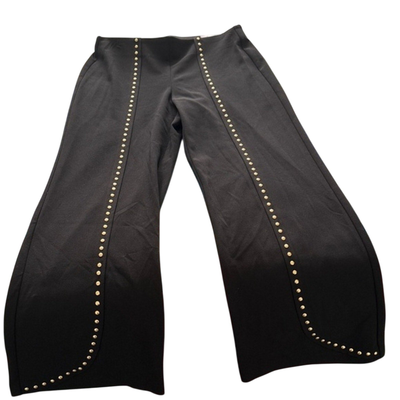 INC International Concepts Black Wide Leg Pants Womens PS NWT Gold Studded