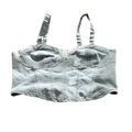 SHEIN Blue Denim Sleeveless Crop Top Square Neck Casual Womens Top