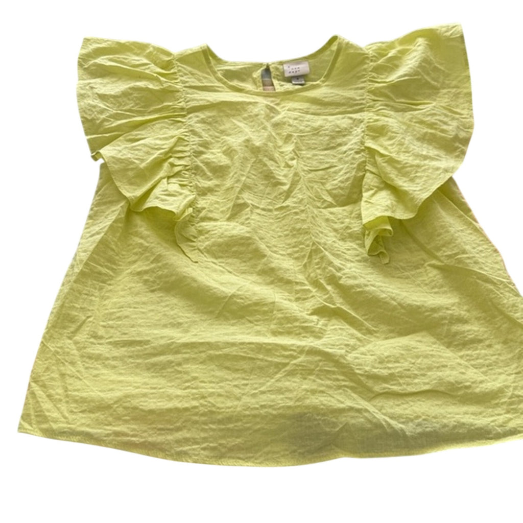 Target Lime Green Ruffle Sleeve Blouse Womens Small Airy Summer Peplum Style