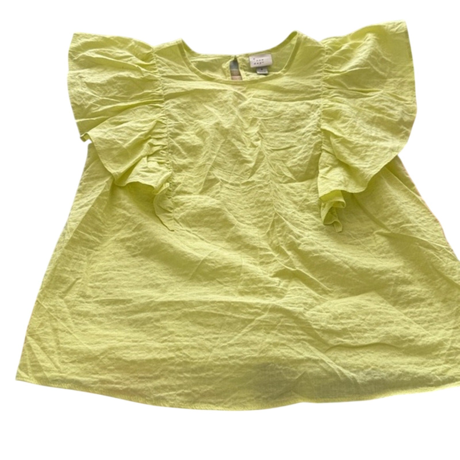 Target Lime Green Ruffle Sleeve Blouse Womens Small Airy Summer Peplum Style
