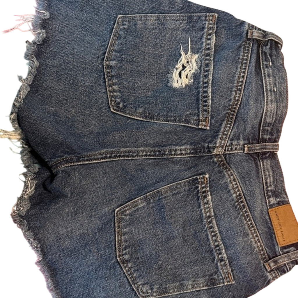 American Eagle Outfitters Ripped Dark Blue Denim Jean Shorts Womens‎