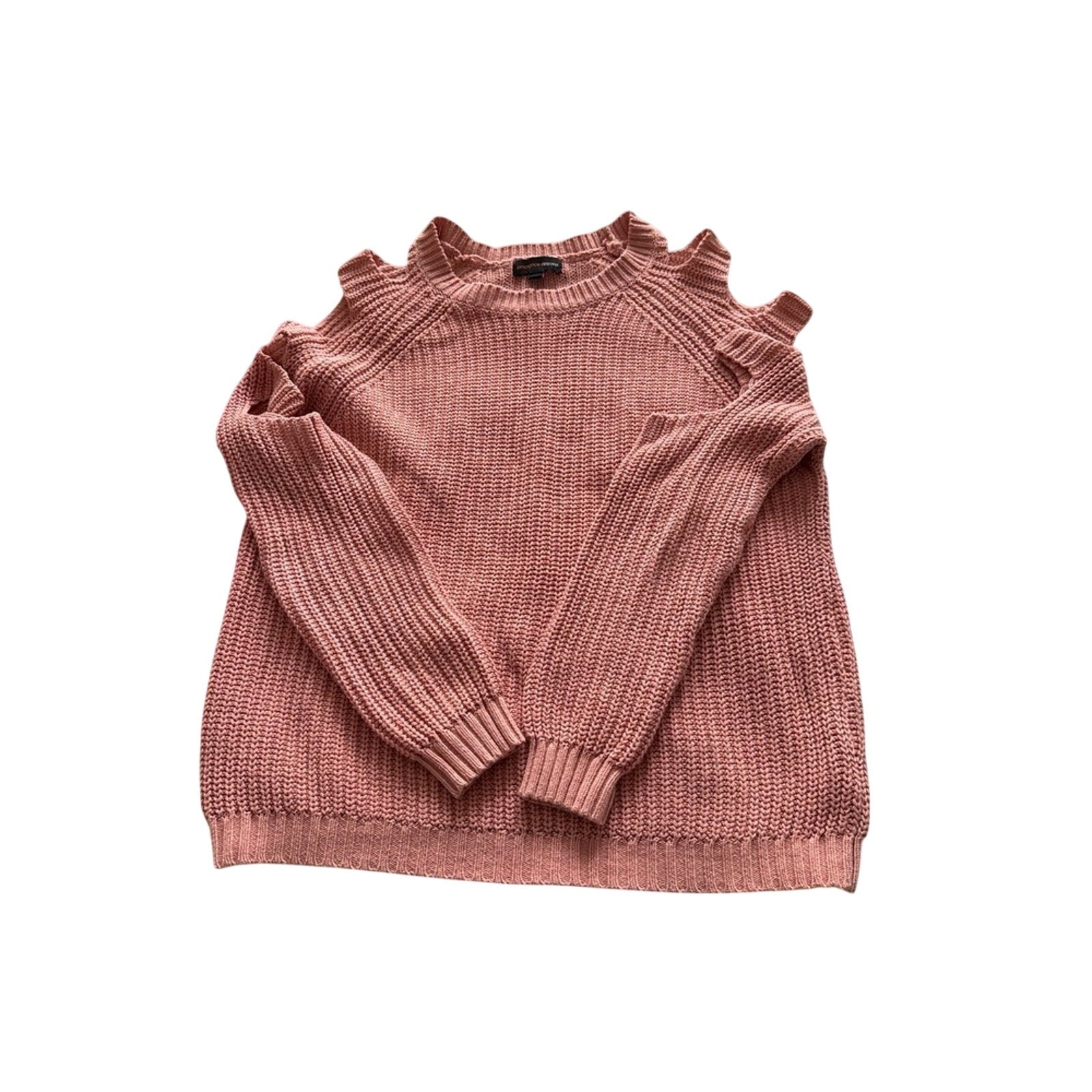 Pink Lightweight Knit Sweater Womens Small Slit Sleeve Detail Crew Neck Pullover