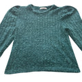 Teal Fuzzy Knit Sweater Soft Textured Crewneck Long Sleeve Womens‎ Pullover Top