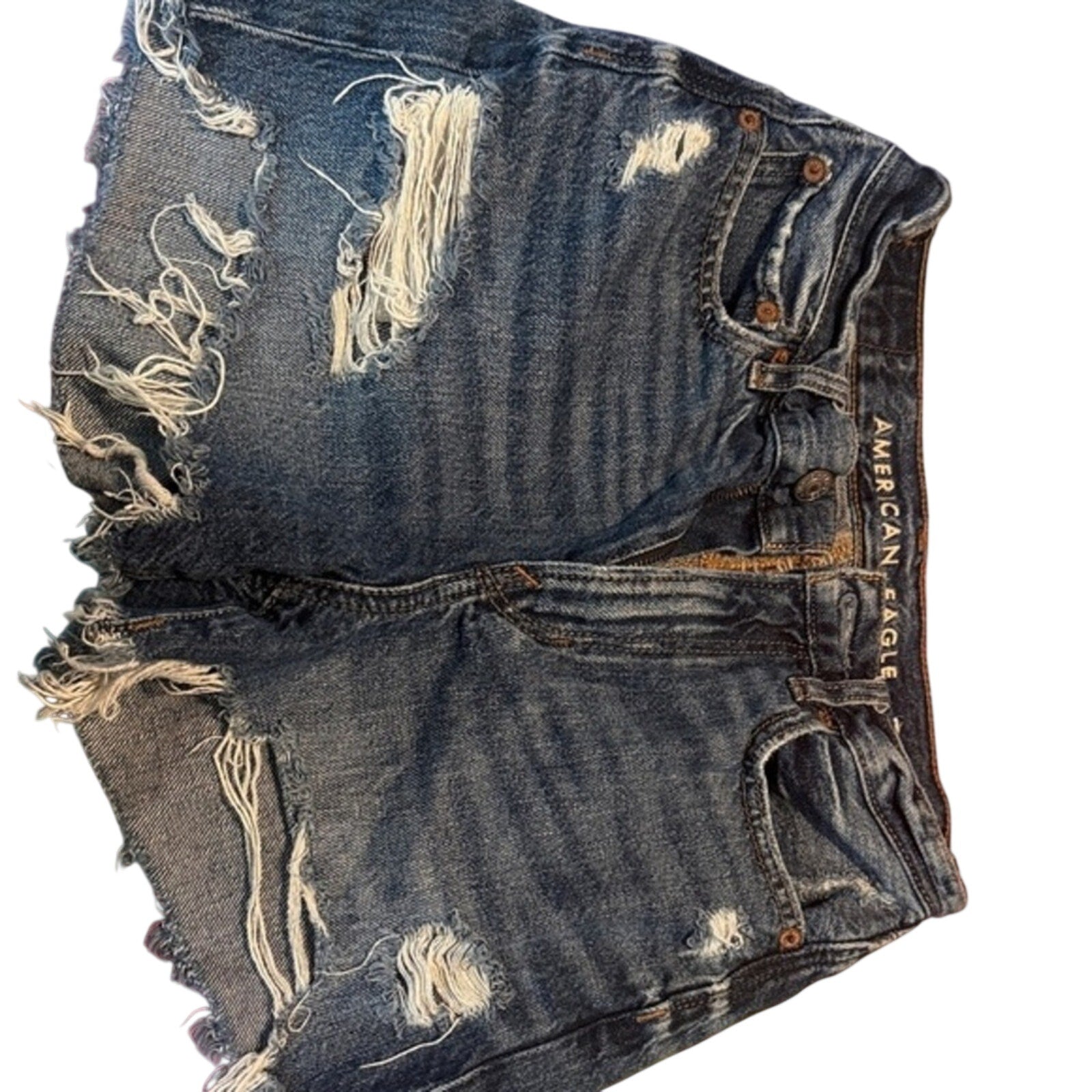 American Eagle Outfitters Ripped Dark Blue Denim Jean Shorts Womens‎
